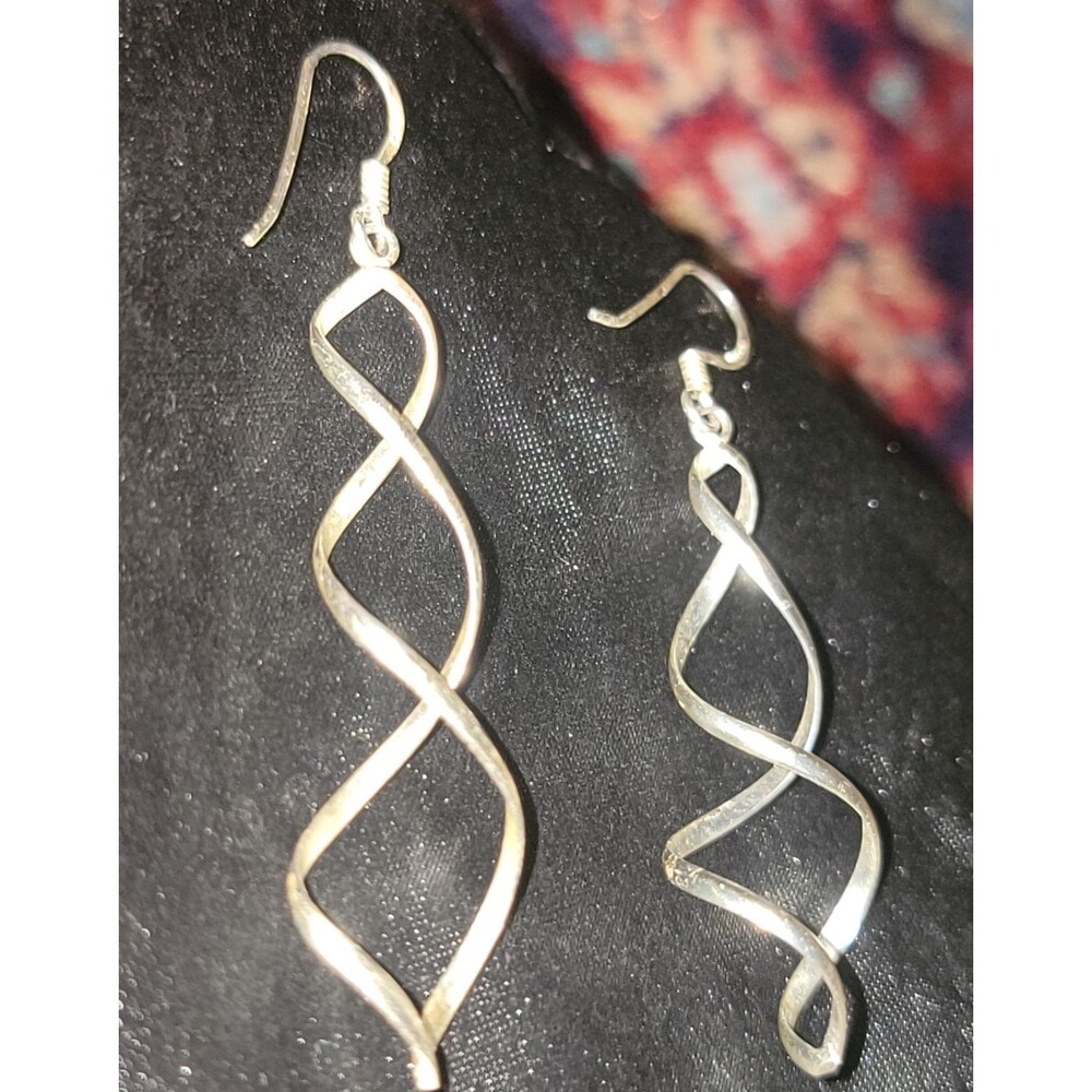 925 Sterling Silver Infinity Swirl Twist Hook Drop Earrings Boho Twee